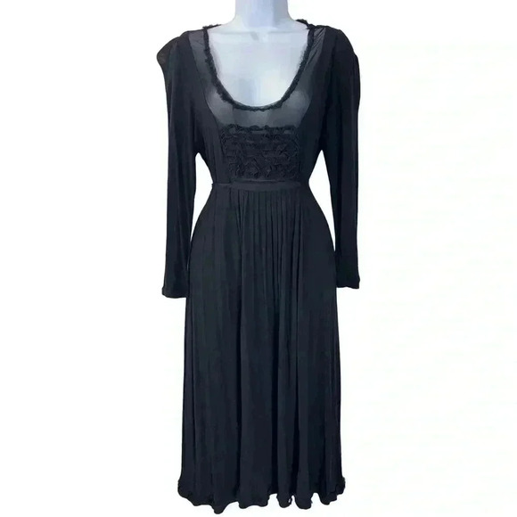 Vintage Armani Black Mesh Midi Dress Size 6 Gothic Romantic Witchy Romantic Goth - Picture 4 of 16